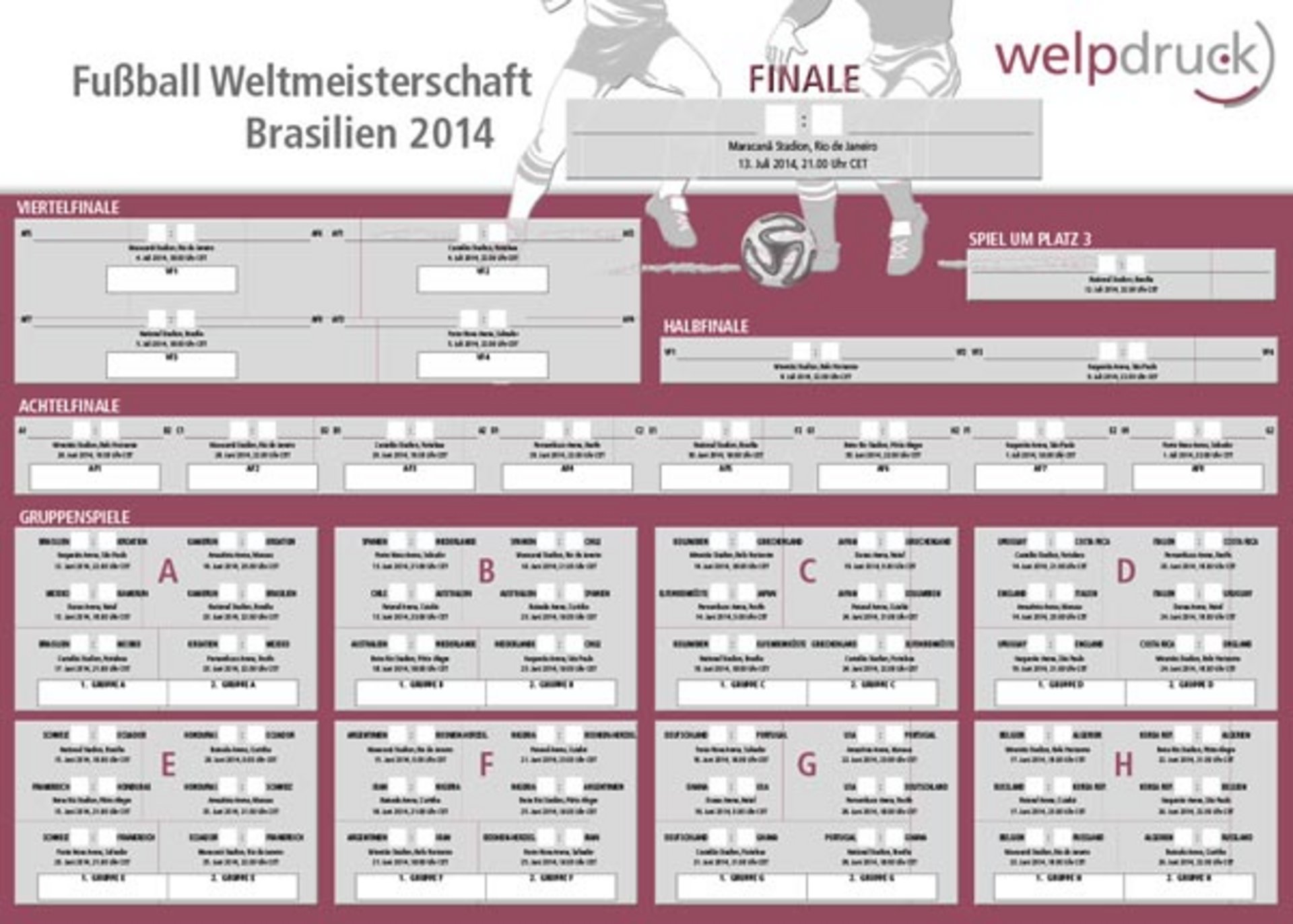 Mit dem WM-Planer der Firma Welpdruck bist du für die WM 2014 bestens vorbereitet