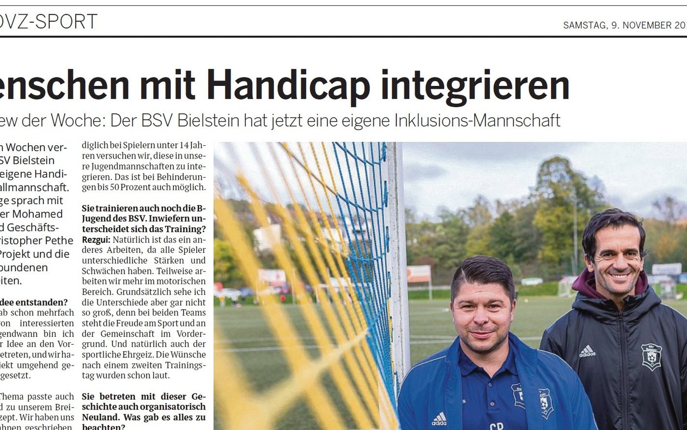 Der Artikel erschien am Samstag, den 9. November 2019, in der Oberbergischen Volkszeitung