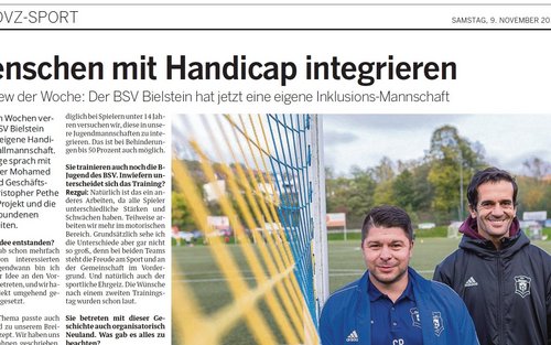 Der Artikel erschien am Samstag, den 9. November 2019, in der Oberbergischen Volkszeitung