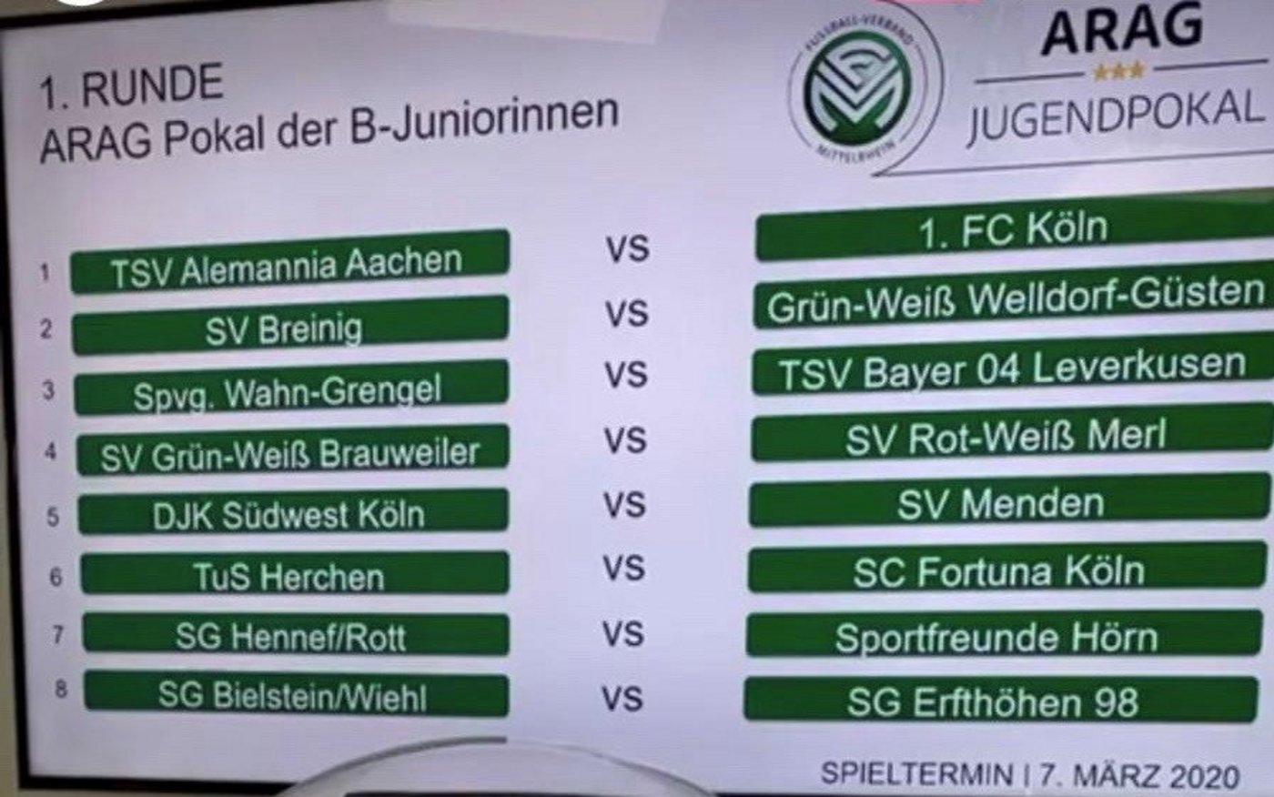 Die Auslosung der Pokalrunden wurde im Livestream übertragen