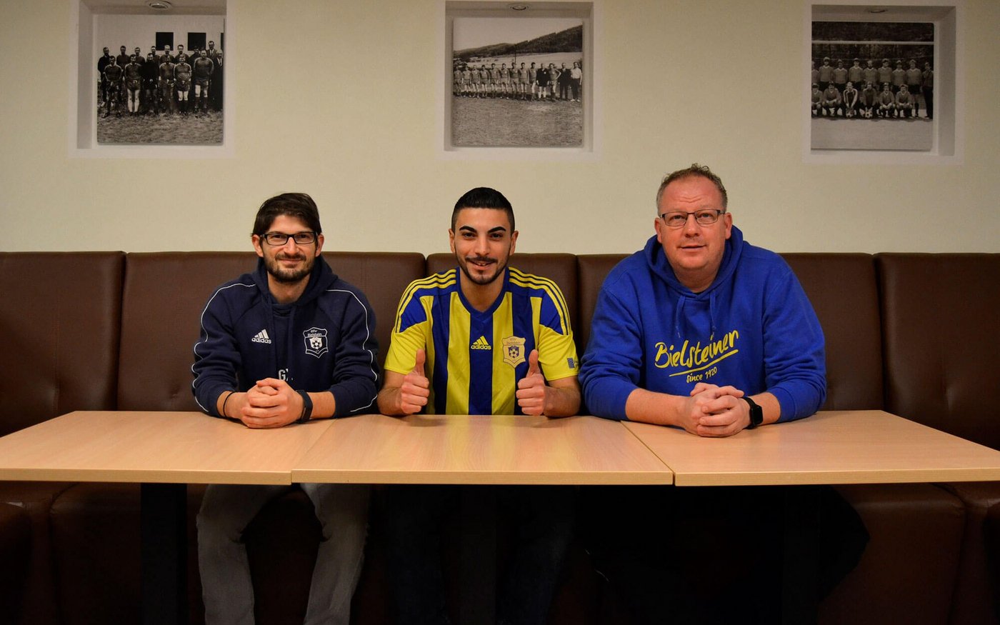 Georgios Xanthoulis, Ufuk Atas und Thorsten Prangenberg im Vereinshaus des BSV Bielstein
